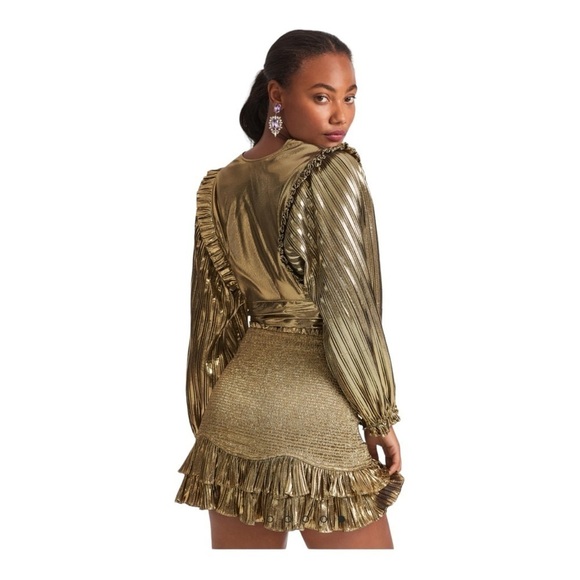 LOVESHACKFANCY Missy Crop Top in Gold NWT - Picture 5 of 8